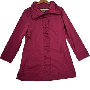 Rainforest Packable Travel Hooded Windbreaker Womens Large Burgundy Maroon  READ